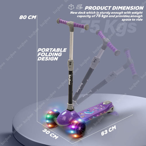 Baybee Trial Blazer 3 Wheel Smart Kids Skate Scooter with LED PU Wheels BAYBEE