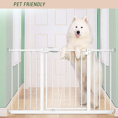 Baybee Auto Close Baby Safety Gate Extension, Extra Tall Durable Baby Gate Extension Fence Barrier Dog Gate (White - L20xH77 CM) BAYBEE