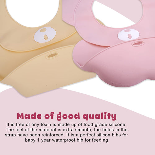 BAYBEE Silicone Baby Bib, BPA Free Soft, Durable & Adjustable Food Grade Bibs for Baby Feeding, Waterproof Feeding Apron pack of Two BAYBEE