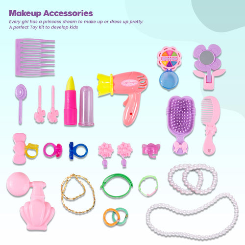 Pretend Play Fashion 3 in 1 Beauty Makeup Kit with Dressing Table Set Toys for Kids Girls BAYBEE