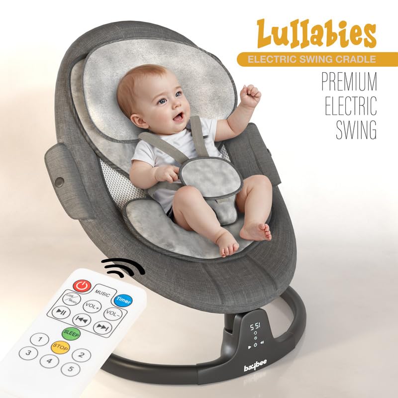 Baybee Lullabies Automatic Electric Baby Swing Cradle with Adjustable Swing Speed, Recline and Bluetooth