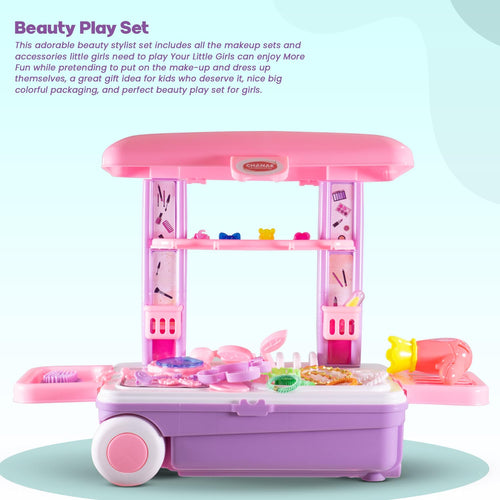 Pretend Play Fashion 3 in 1 Beauty Makeup Kit with Dressing Table Set Toys for Kids Girls BAYBEE