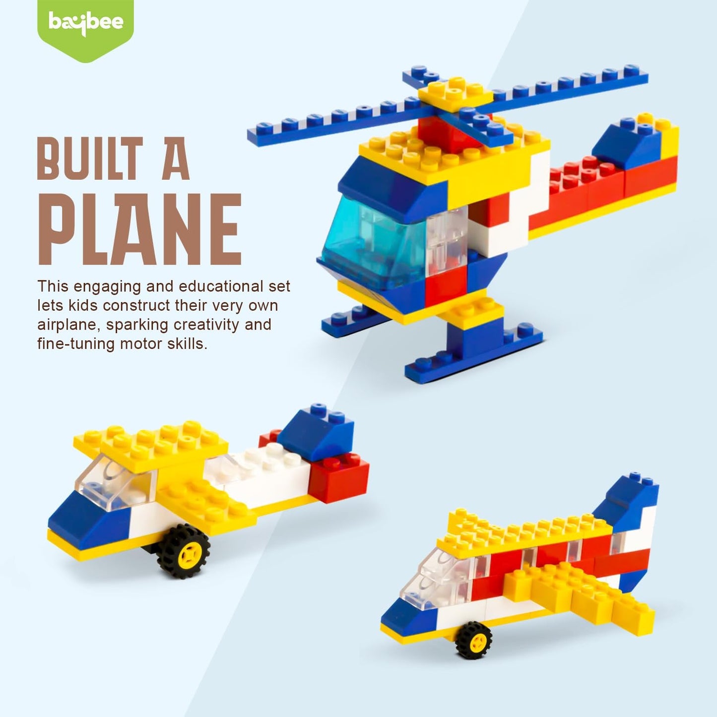 BAYBEE 200-Piece Building Blocks Set for Kids, Plane Puzzle Block Kids Games