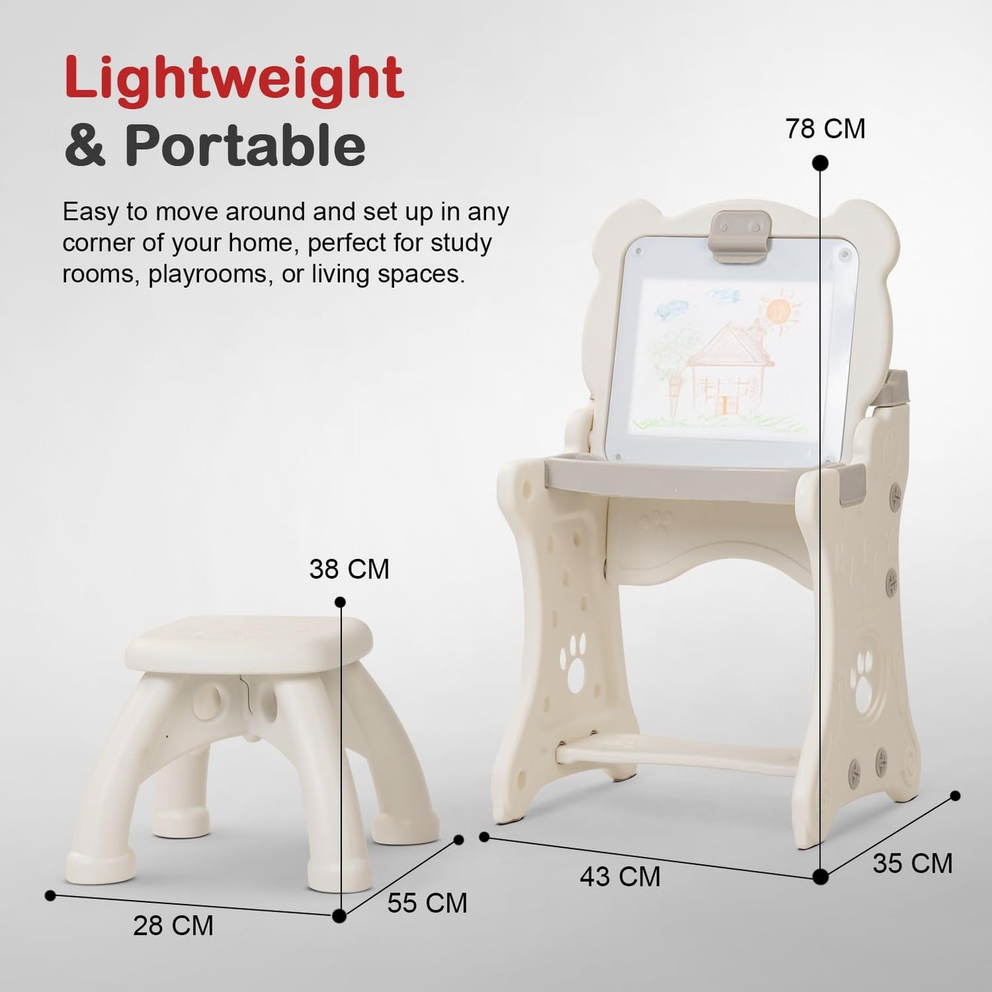 Baybee 2-in-1 Convertible Drawing & Writing Table for Kids Study Table with Whiteboard BAYBEE
