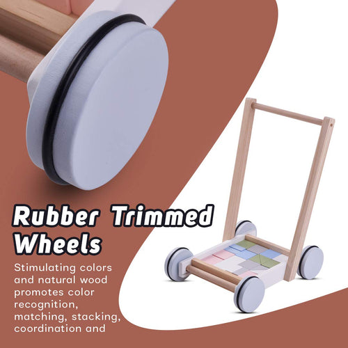 Baybee 2 in 1 Wooden Baby Learning Toy Cart for Kids, Wooden Cart Cum Walker for Kids BAYBEE