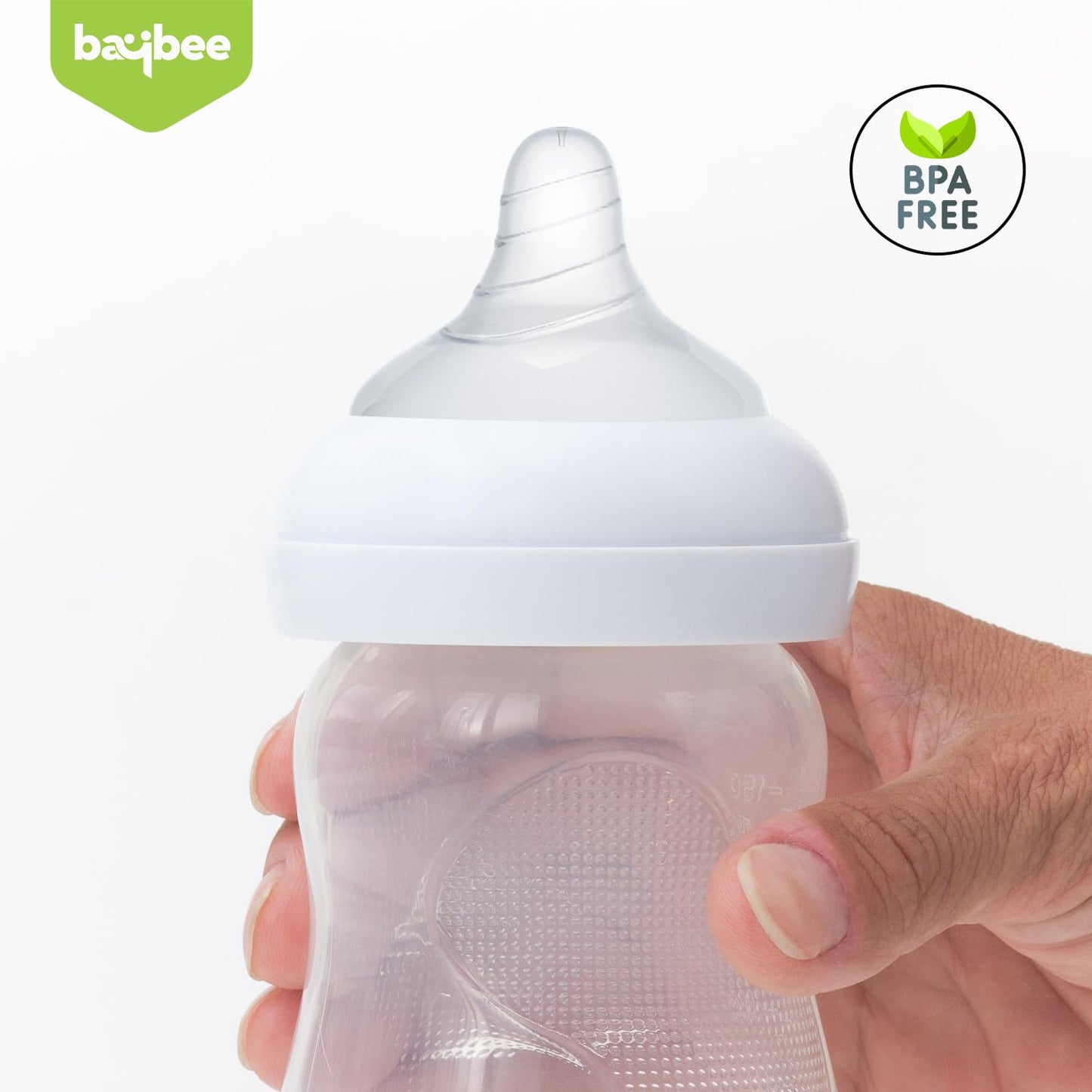 Baybee Wide Neck Baby Bottle Silicone Nipple Natural Flow Rate Feeding Teat/Nipple for Infant, Toddlers, Anti Colic BPA Free Slow Flow New Born Baby Feeding Bottle Nipple 0M+ (Large)