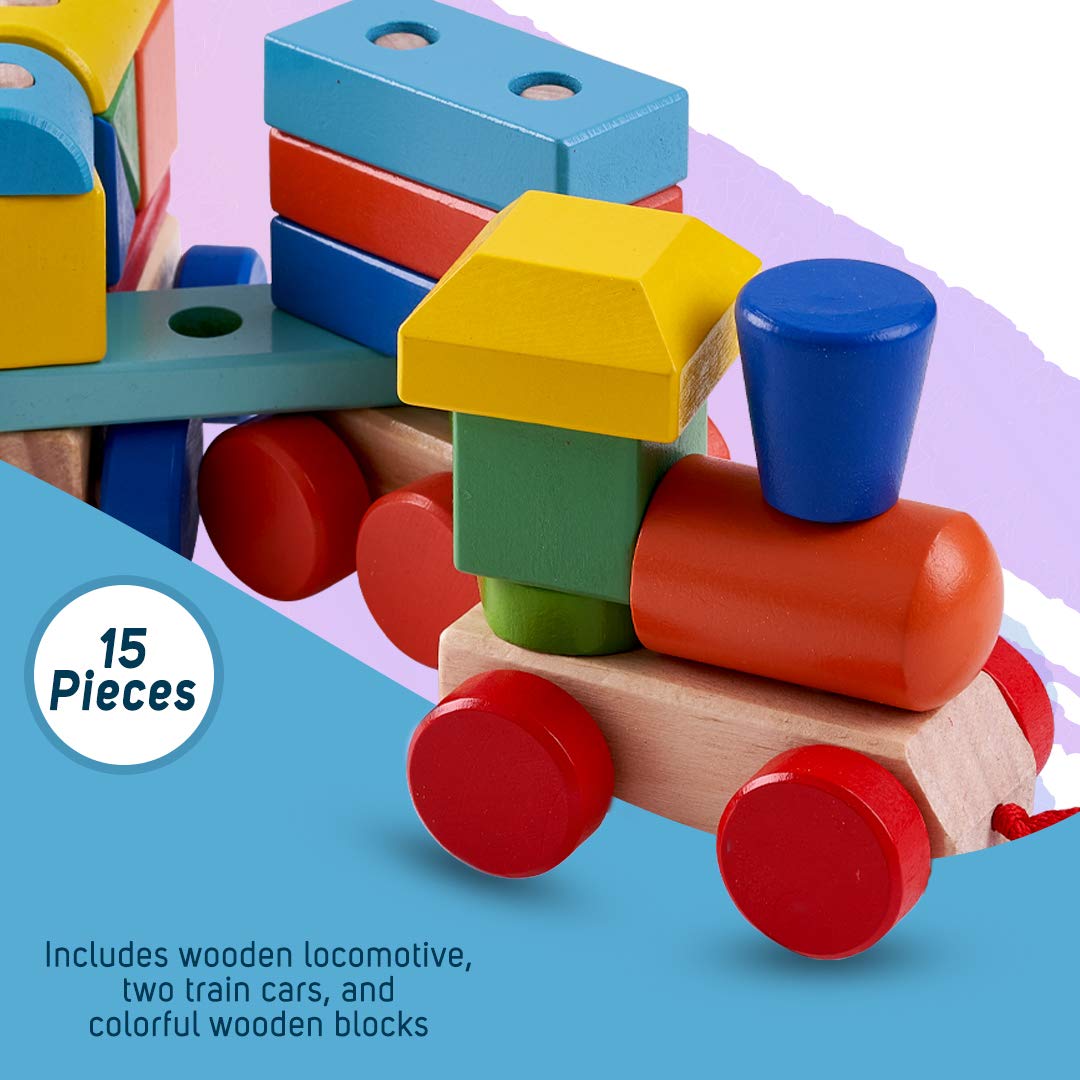 Baybee Wooden Push N Pull Train with Shape & Colour Sorter Wooden Toys for Kids