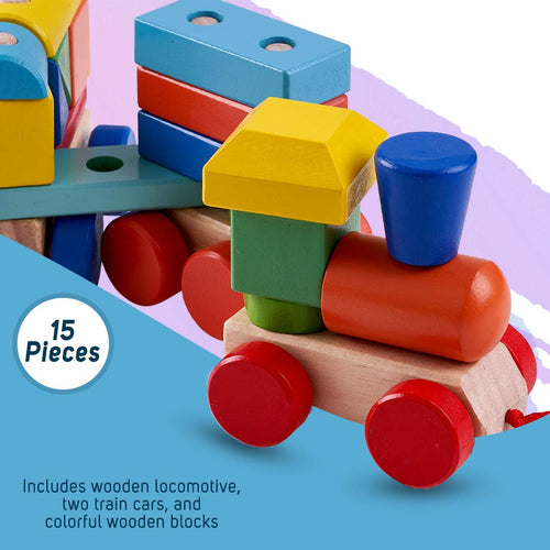 Baybee Wooden Push N Pull Train with Shape & Colour Sorter Wooden Toys for Kids BAYBEE