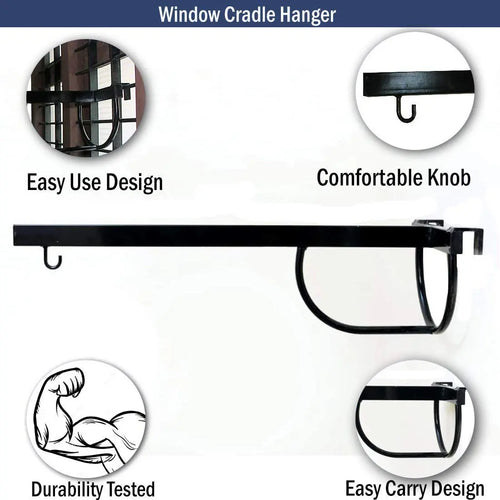 BAYBEE Baby Cradle Metal Hanger for Newborn Babies (76 x 26 x 8 cm) - Black BAYBEE