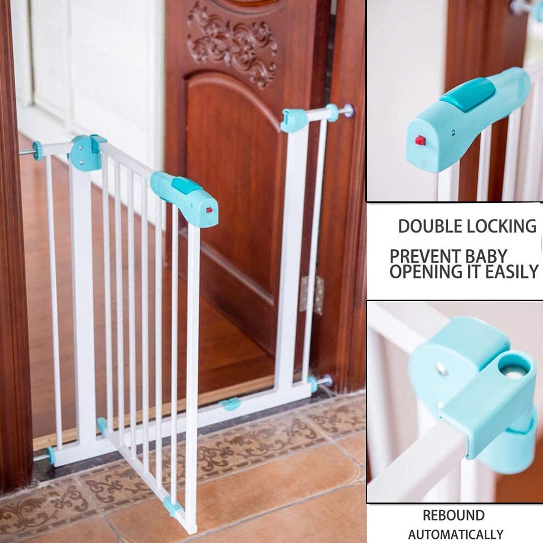 Baybee Auto Close Baby Safety Gate with Easy Walk-Thru Child Gate for House, Stairs, Doorways (Green 75 - 85+10Cm)