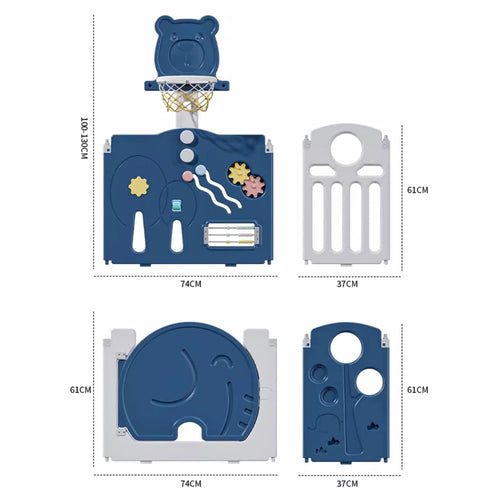 Baybee 2-in-1 Foldable Kids Playpen with Basketball Set & Sensory Toys Baby Play Yard with Safety Lock for 0-5 Years (18 Panel) Baybee India