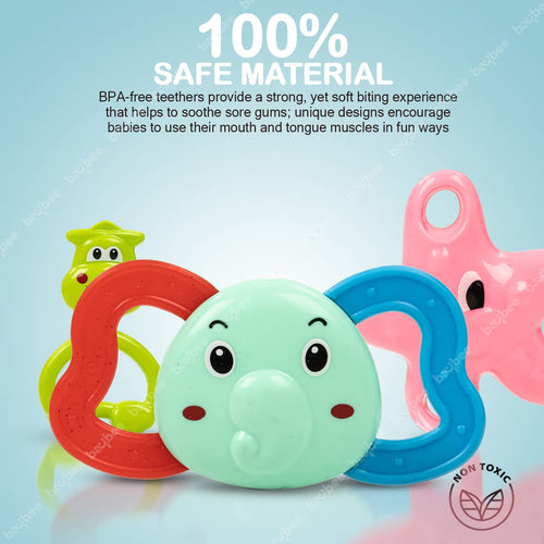 Baybee 5 Pcs Non-Toxic Baby Rattles Teether Set for Babies with Smooth Edges BAYBEE