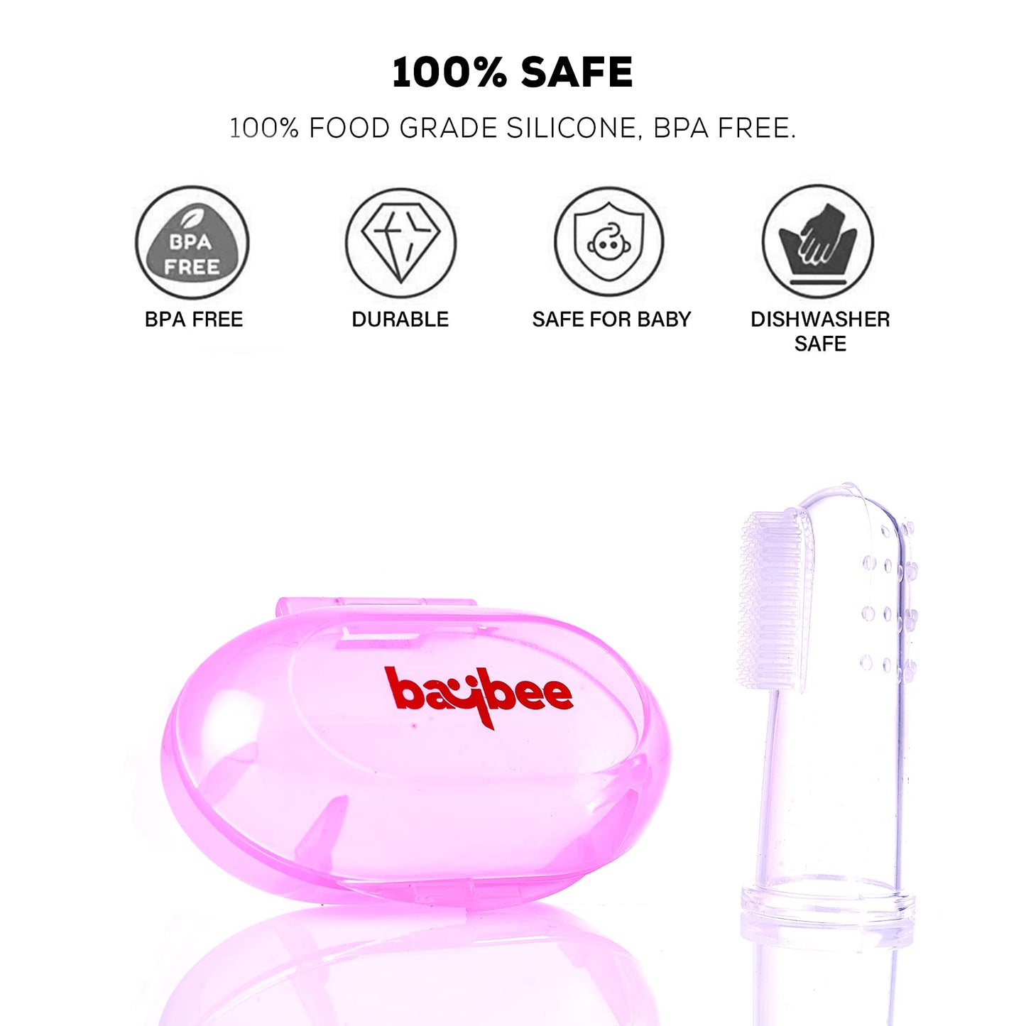 Baybee Silicone Baby Finger Toothbrush, Food Grade Silicon Kids Toothbrush (Pack of 2) BAYBEE