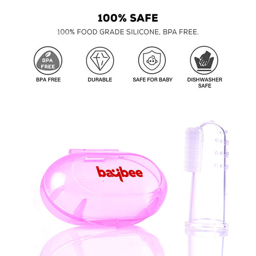 Baybee Silicone Baby Finger Toothbrush, Food Grade Silicon Kids Toothbrush (Pack of 2) BAYBEE