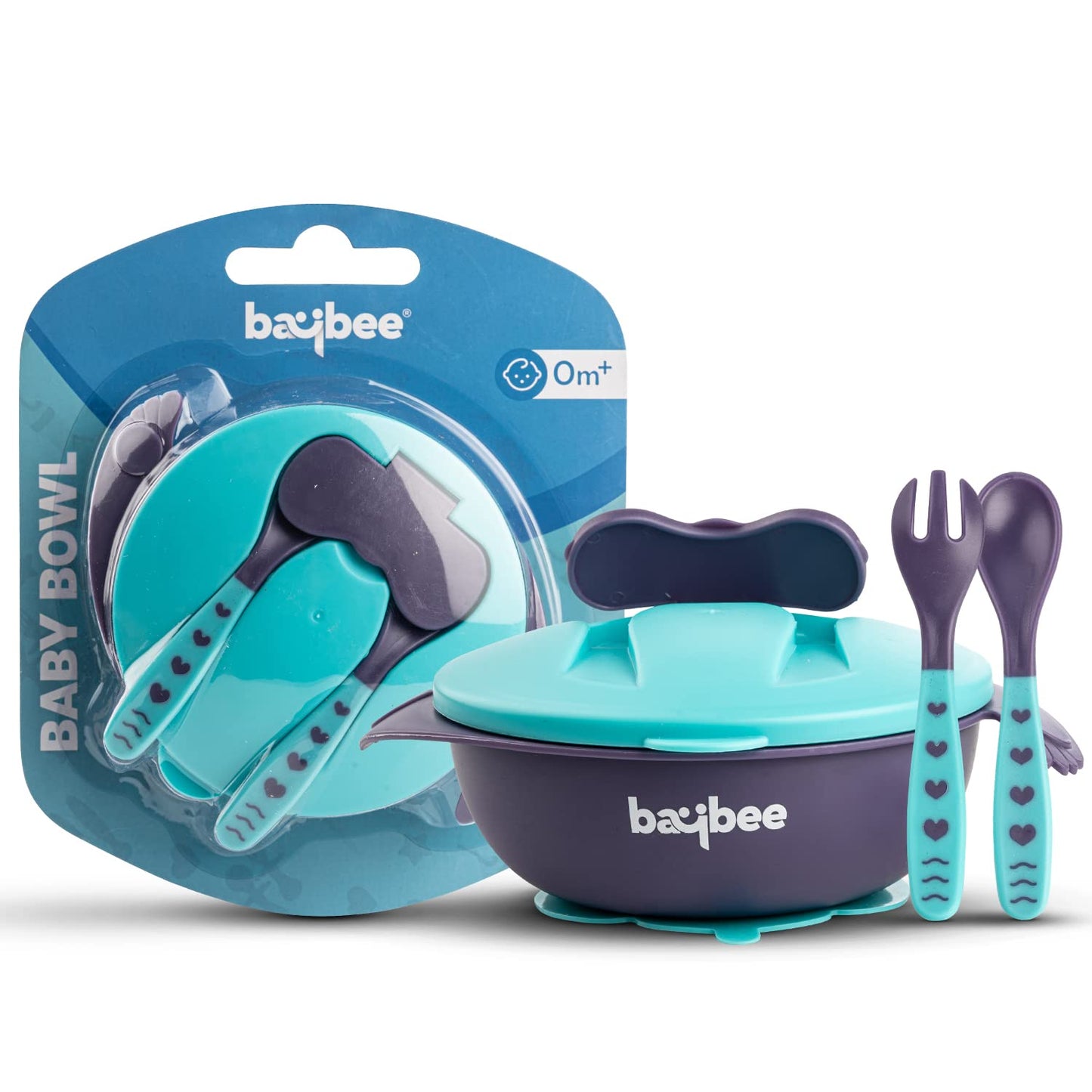 Baybee Baby Feeding Bowl with Lid, Suction Cup, Spoon & Fork Set for B –  Baybee India