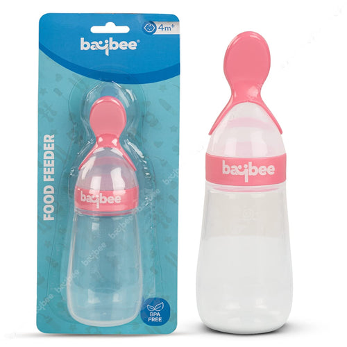 Baybee Silicone Food Squeeze Feeder Anti-Colic & BPA Free with Spoon for Infants Baybee India