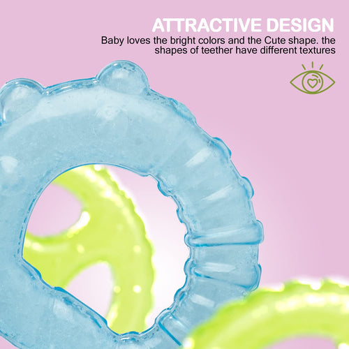Baybee Natural Silicone Baby Teether for 3-12 Months Soft Circle Shape Safe Teething Toy for Infants (Pack of 2) BAYBEE