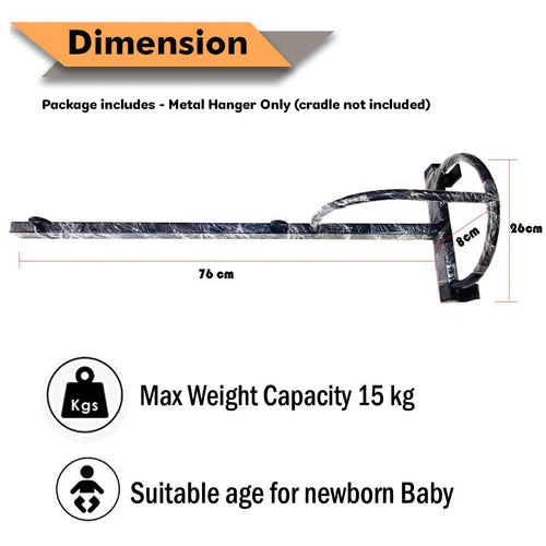 BAYBEE Baby Cradle Metal Hanger for Newborn Babies (76 x 26 x 8 cm) - Black BAYBEE