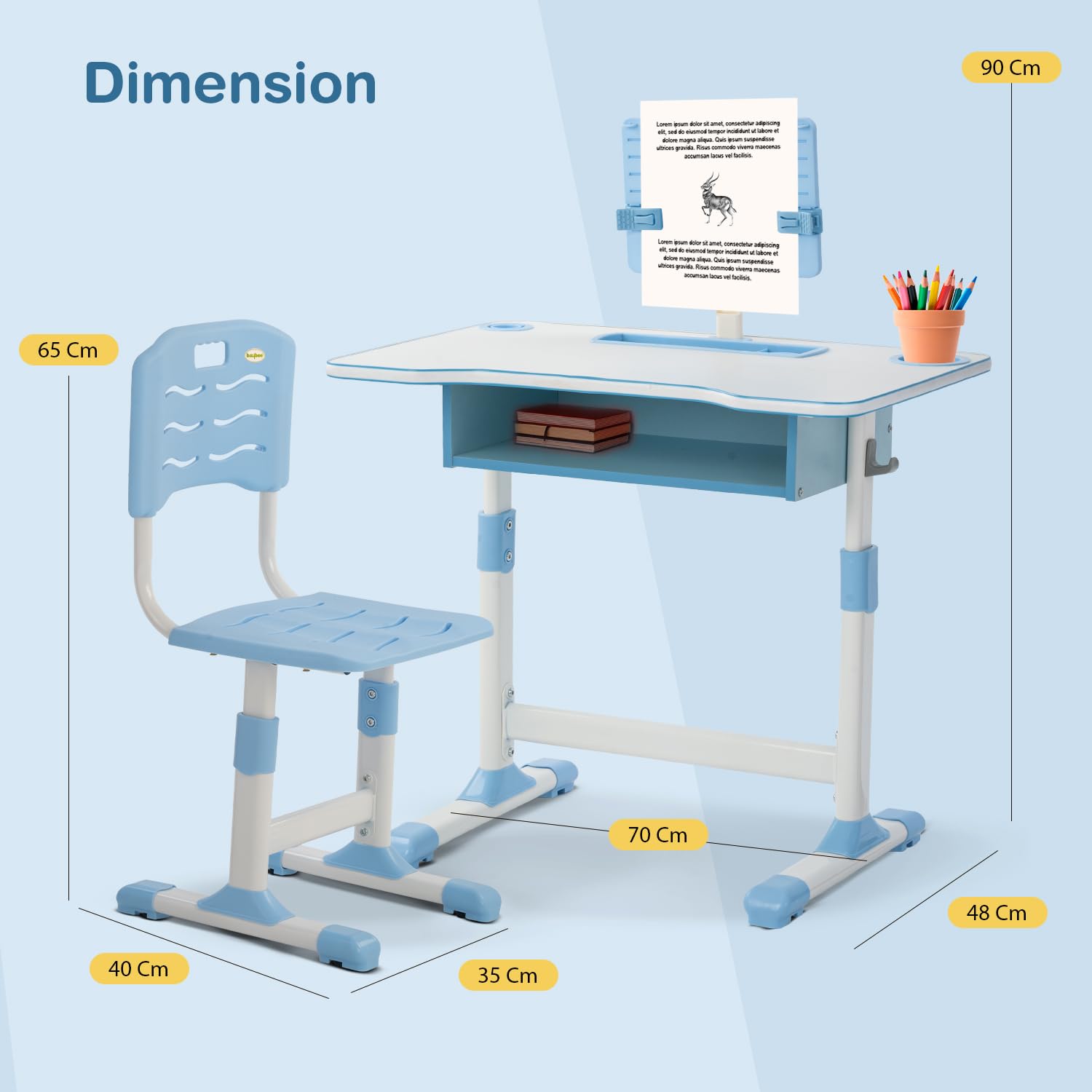 Buy Height Adjustable Study Table and Chair Set for Kids Ergonomic ...