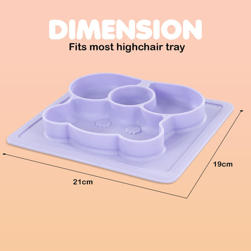 Baybee Square Shape Divided Silicone Plates for Baby with Spoon BAYBEE