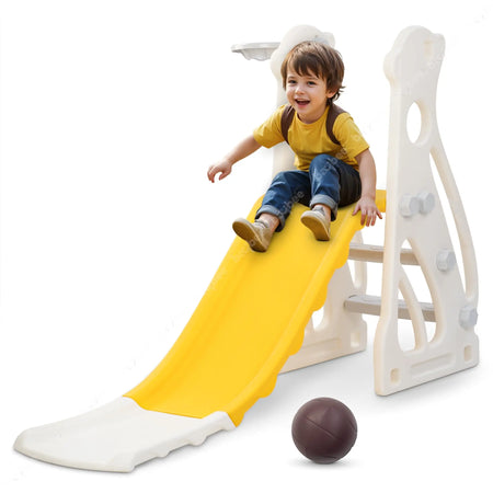 Baybee 2 in 1 Penguin Sliders for Kids, Foldable Garden Kids Slider with Basketball Hook BAYBEE