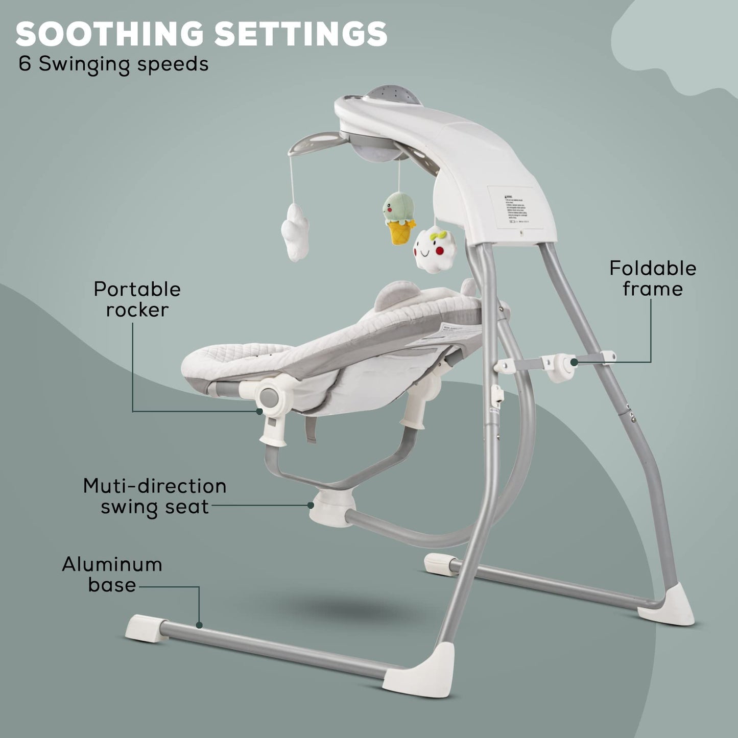 Baybee Strola Automatic Electric Baby Swing Cradle with Adjustable Swing Speed, Soothing Vibrations, Music & Safety Belt