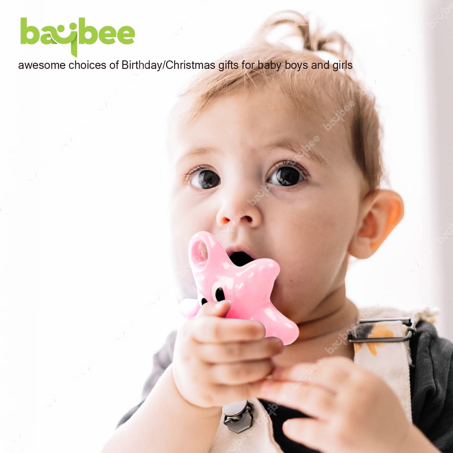 Baybee 5 Pcs Non-Toxic Baby Rattles Teether Set for Babies with Smooth Edges