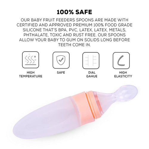 Baybee Infant Silicone Food Feeder, Anti-Colic & BPA Free Squeeze Feeder Bottle with Spoon for Semi-Solid Food for Infants Baybee India