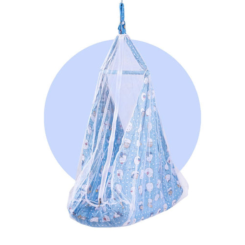 BAYBEE Cotton Hanging Swing Cradle with Mosquito net and Spring to 12 months