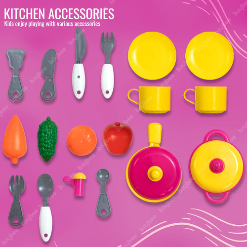 Baybee 2 in 1 Kitchen Set for Kids Girl, Role Play Kitchen Set for Kids Toys. BAYBEE