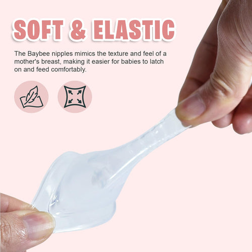 Baybee Wide Neck Baby Bottle Silicone Nipple Natural Flow Rate Feeding Teat/Nipple for Infant, Toddlers, Anti Colic BPA Free Slow Flow New Born Baby Feeding Bottle Nipple 0M+ (Large) BAYBEE