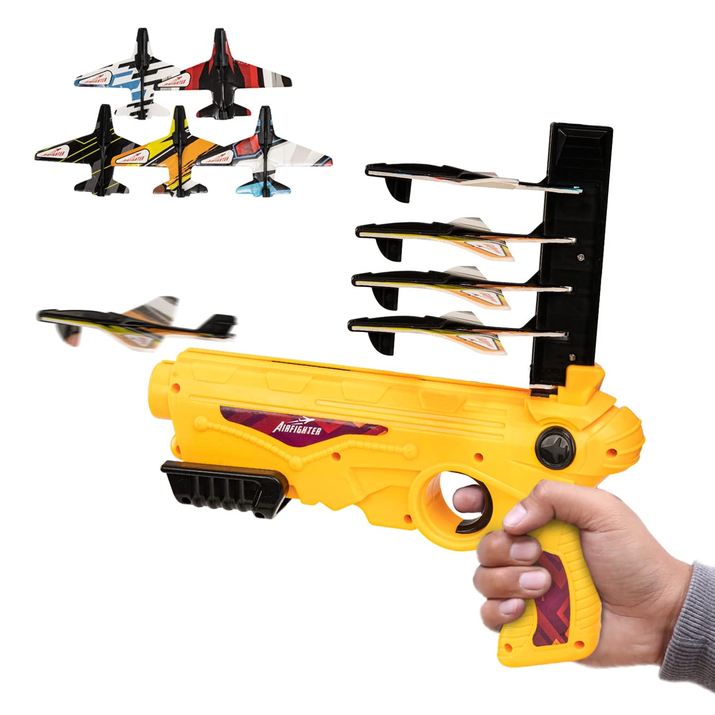 Baybee Airplane Launcher Toy Catapult Plane Gun with Foam Aircrafts Glider for Kids