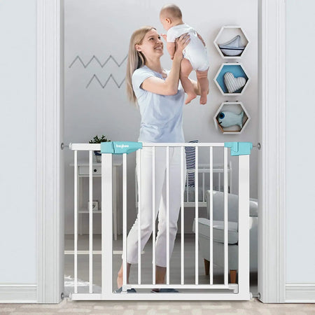 Baybee Auto Close Baby Safety Gate with Easy Walk-Thru Child Gate for House, Stairs, Doorways (Green 75-85Cm) BAYBEE