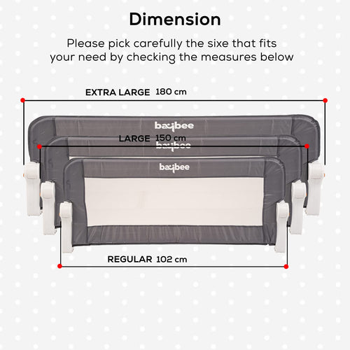 BAYBEE Bed Rail Guard Height Adjustable Barrier for Baby - 180 x 42 cm BAYBEE