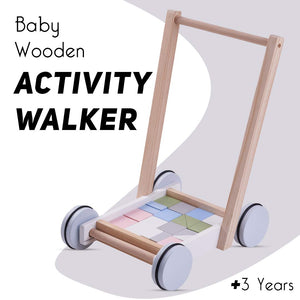 Baybee 2 in 1 Wooden Baby Learning Toy Cart for Kids, Wooden Cart Cum Walker for Kids