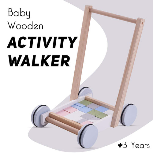 Baybee 2 in 1 Wooden Baby Learning Toy Cart for Kids, Wooden Cart Cum Walker for Kids BAYBEE