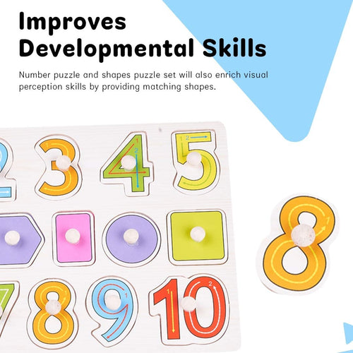 Baybee 2 in 1 Wooden Number and Shape Puzzles for Kids Wooden Numbers BAYBEE