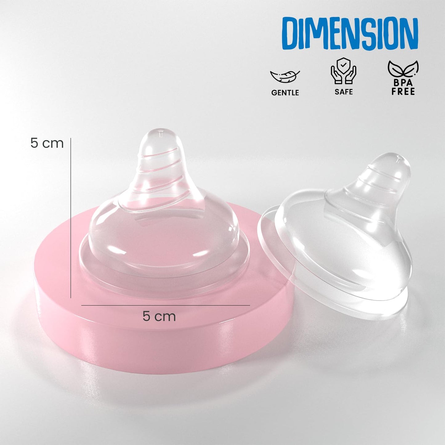 Baybee Wide Neck Baby Bottle Silicone Nipple Natural Flow Rate Feeding Teat/Nipple for Infant, Toddlers, Anti Colic BPA Free Slow Flow New Born Baby Feeding Bottle Nipple 0M+ (Medium)