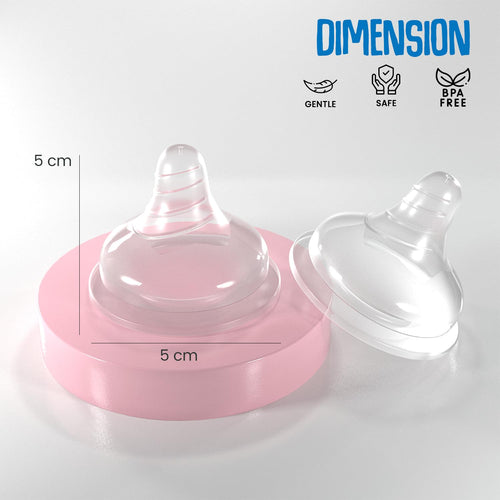 Baybee Wide Neck Baby Bottle Silicone Nipple Natural Flow Rate Feeding Teat/Nipple for Infant, Toddlers, Anti Colic BPA Free Slow Flow New Born Baby Feeding Bottle Nipple 0M+ (Medium) Baybee India
