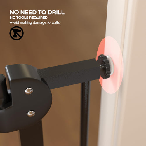 Baybee Auto Close Baby Safety Gate, Durable Staircase Kids Safety Baby Fence Dog Gate Barrier with Easy Walk Child Gate (Black+10Cm) BAYBEE