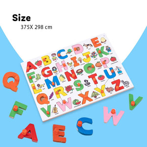 Baybee ABCD Wooden Alphabets Puzzle Games for Toys with Picture for Kids Learning
