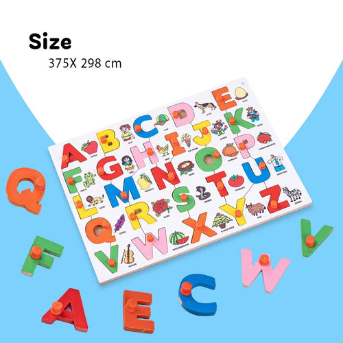 Baybee ABCD Wooden Alphabets Puzzle Games for Toys with Picture for Kids Learning BAYBEE