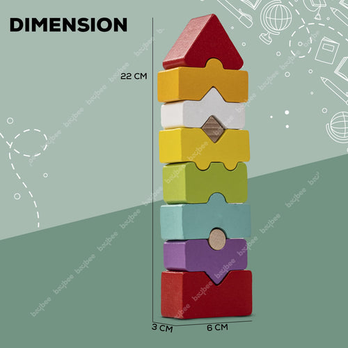 Baybee Wooden Rainbow Tower Building Blocks for Kids BAYBEE