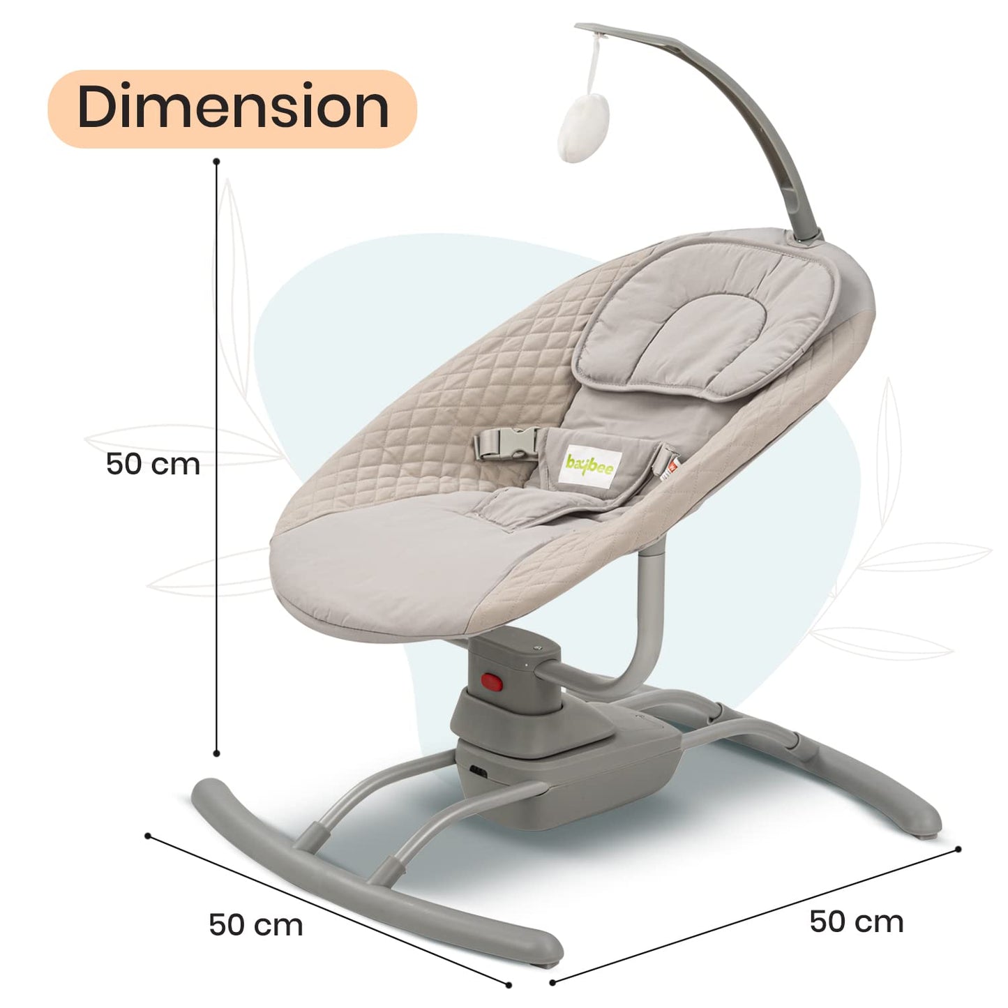 Baybee Nova Automatic Electric Baby Swing Cradle with 3 Adjustable Swing Speed, Soothing Music & 3 Point Safety Belt - Grey