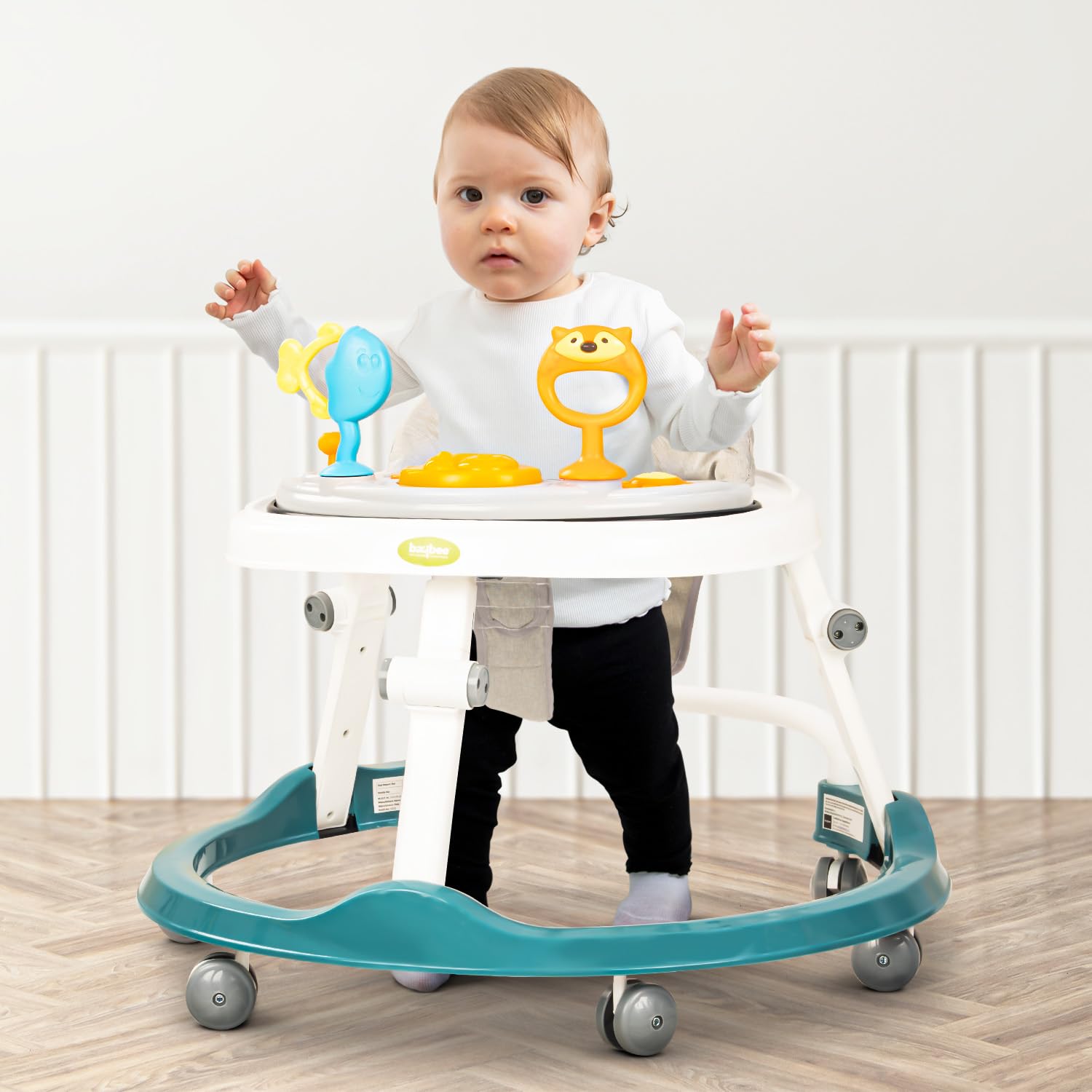 Baybee Elzo Baby Walker for Kids Foldable Round Kids Walker with 2 Height 4 Seat Adjustable Activity Walker for Baby with Musical Toy Bar Light Walker Baby 6 18Months