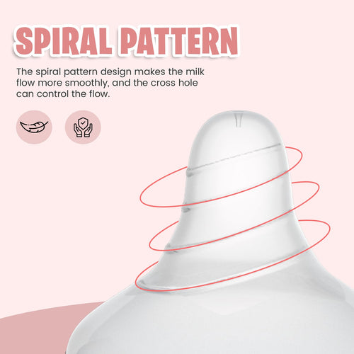 Baybee Wide Neck Baby Bottle Silicone Nipple Natural Flow Rate Feeding Teat/Nipple for Infant, Toddlers, Anti Colic BPA Free Slow Flow New Born Baby Feeding Bottle Nipple 0M+ (Large) BAYBEE