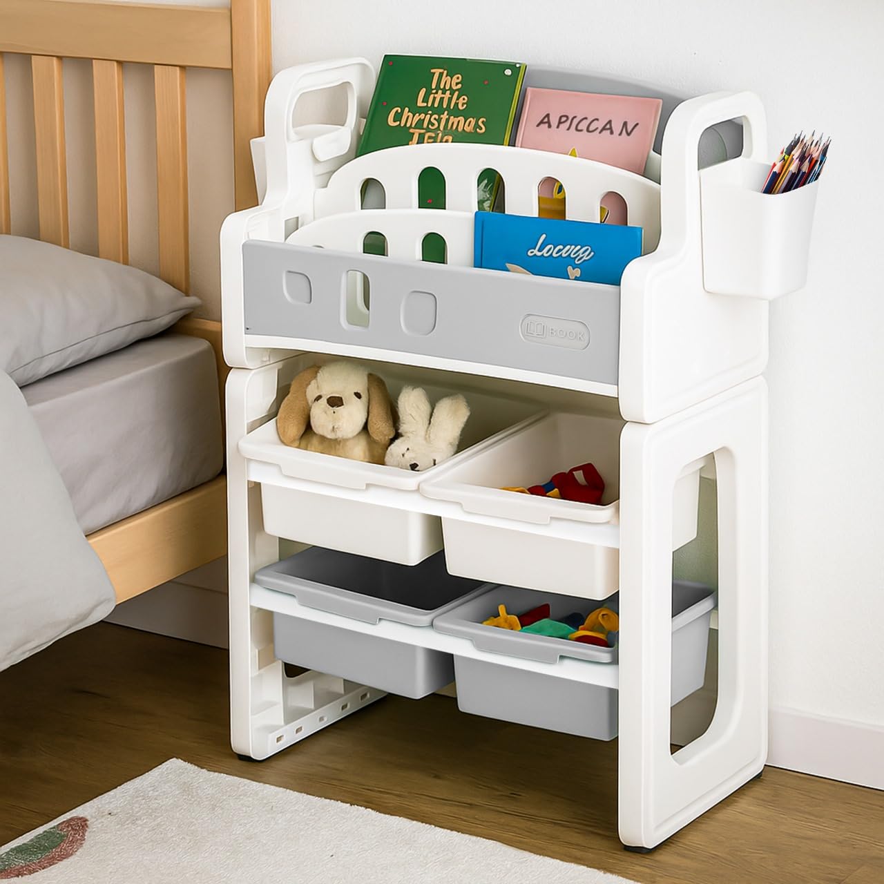 Baybee Multipurpose Storage Rack for Kids Toy Organizer & Bookshelf for Toddlers Compact Storage Shelf