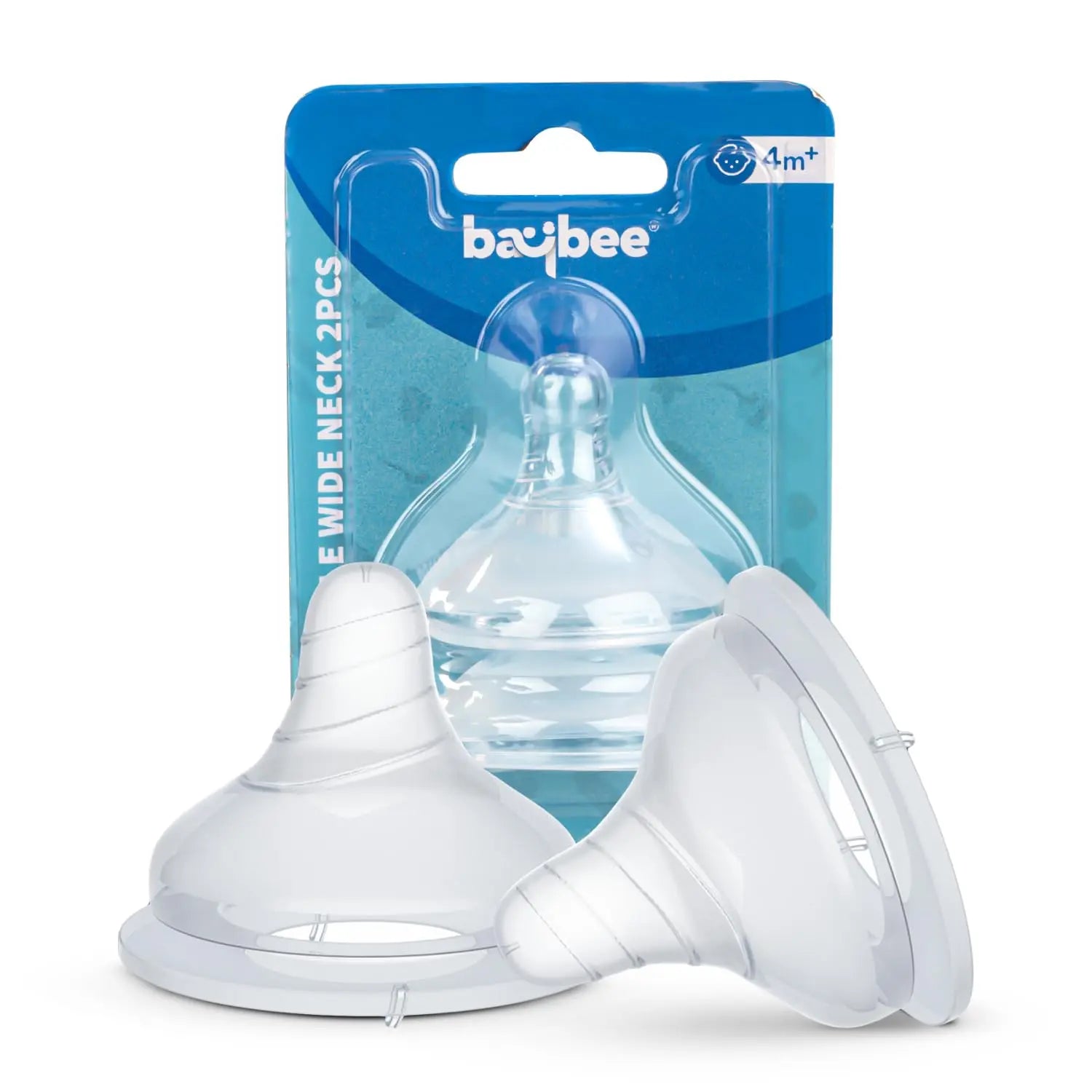 Baybee Wide Neck Baby Bottle Silicone Nipple Natural Flow Rate Feeding Teat (Medium) Baybee India