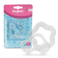 Baybee Natural Silicone Teether for Babies, Non-Toxic Food Grade BPA-Free Chewing Play Toys for Baby (Pack of 2)