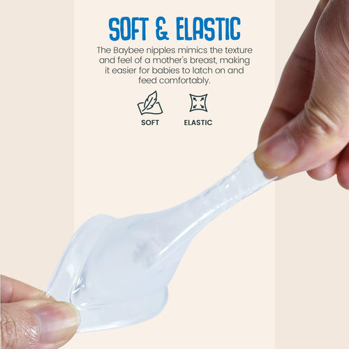 Baybee Wide Neck Baby Bottle Silicone Nipple Natural Flow Rate Feeding Teat/Nipple for Infant, Toddlers, Anti Colic BPA Free Slow Flow New Born Baby Feeding Bottle Nipple 0M+ (Medium) Baybee India